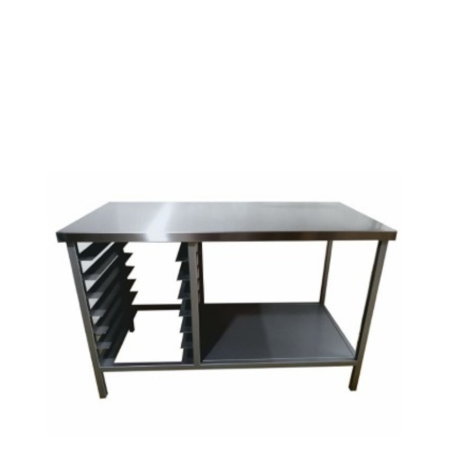 MEE1.80 MAQUIPAN MESA COMBINADA CUBIERTA EN ACERO INOXIDABLE CON ESPIGUERO 