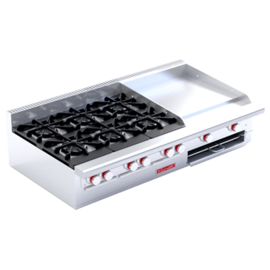 EC-6-GRILL DE MESA MASTER CORIAT ESFUFA A GAS 6 QUEMADORES, 1 PLANCHA Y 1 GRATINADOR