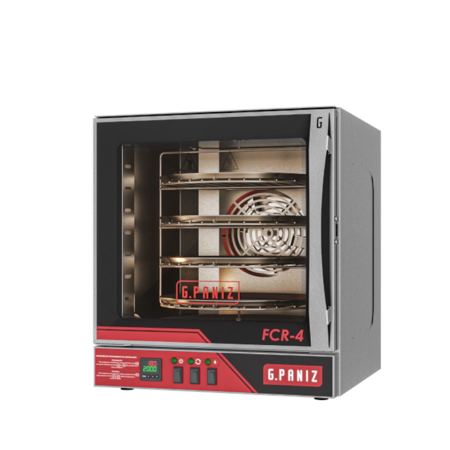 FCR4 G.PANIZ HORNO DE CONVECCION GIRATORIO PARA 4 CHAROLAS, DIGITAL 220V BIFASICA