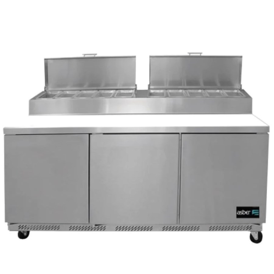 APTP 72 HC ASBER MESA REFRIGERADA DE PREPARACIÓN DE PIZZA 3 PUERTAS PROFESSIONAL LINE