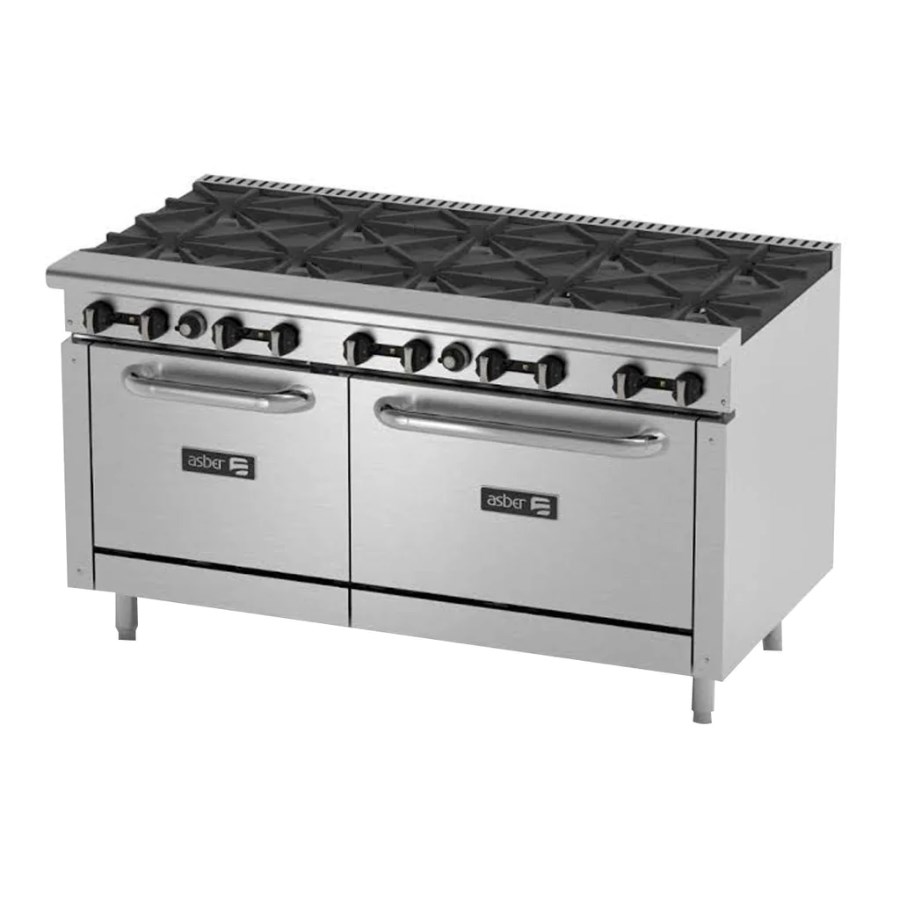 AER-2-B10-60 ASBER ESTUFA A GAS 10 FUEGOS ABIERTOS 2 HORNOS