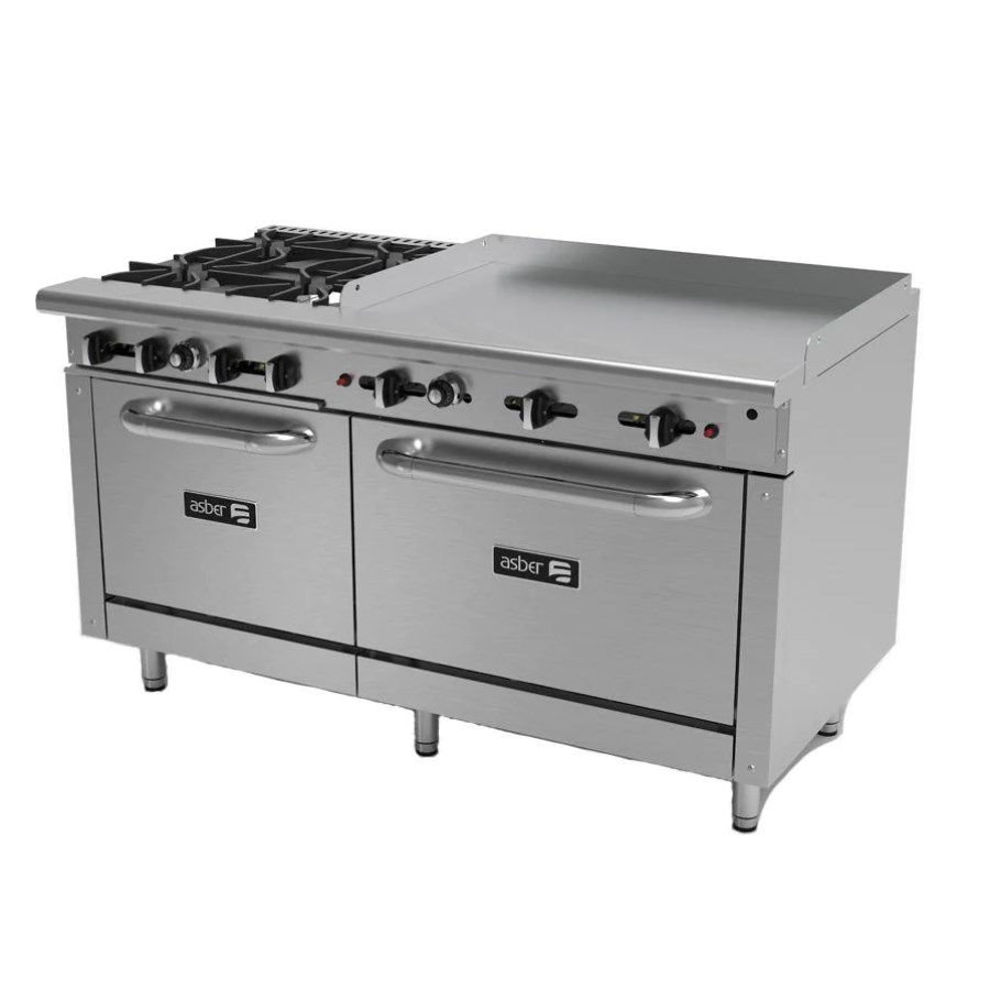 AEMR-2-G36-B4-60-H ASBER ESTUFA 4 FUEGOS PLANCHA Y 2 HORNOS